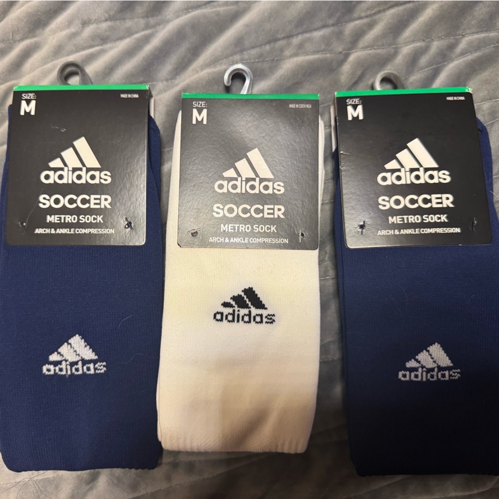 Adidas Athletic Socks Blue and White Performance Crew